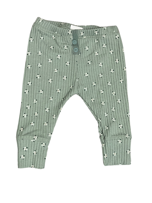 Zara - Green Floral Pants - 6-9M
